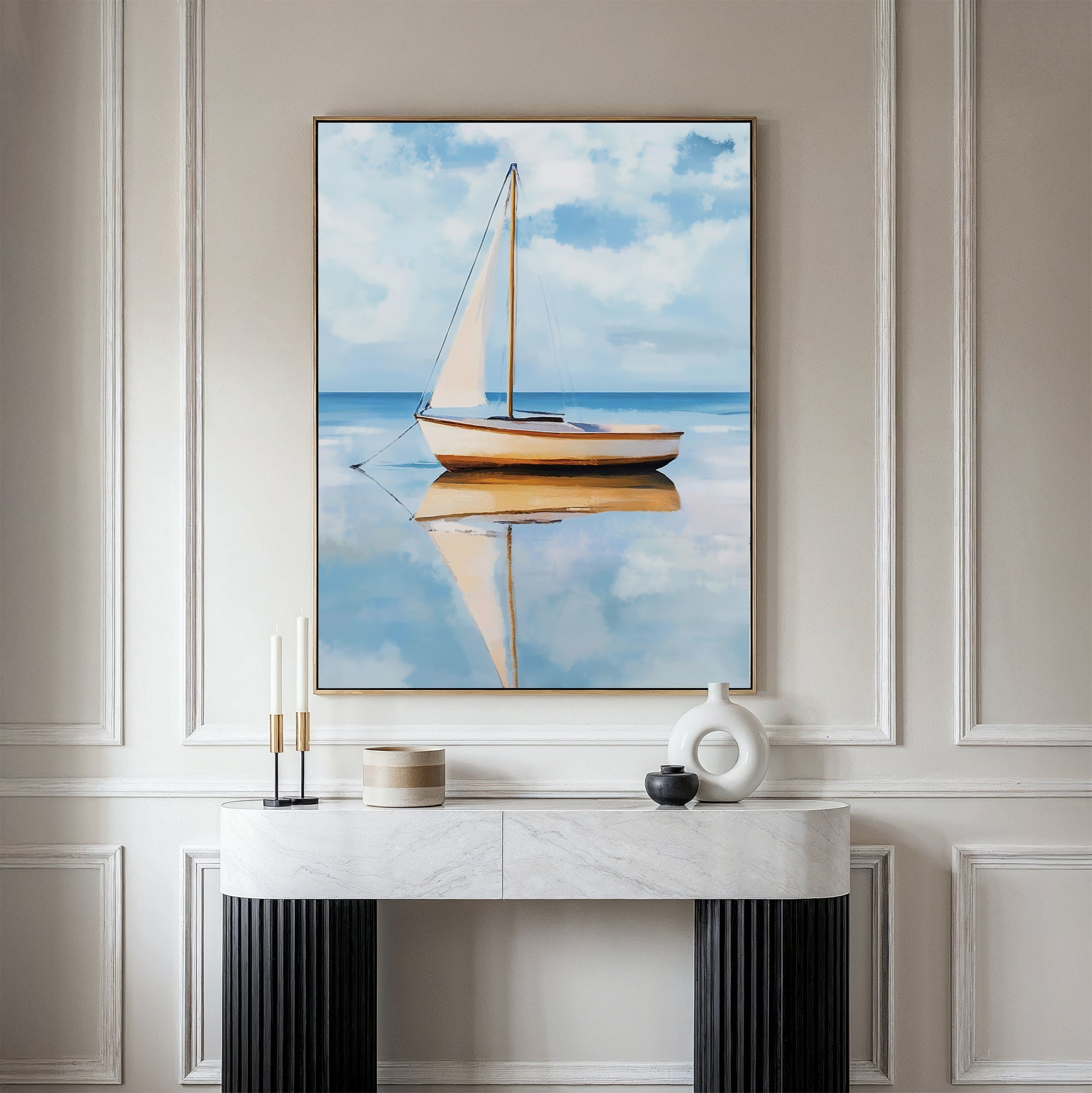 Whispers Across the Tide – neutral-toned vintage canvas wall art print by Aspire Prints