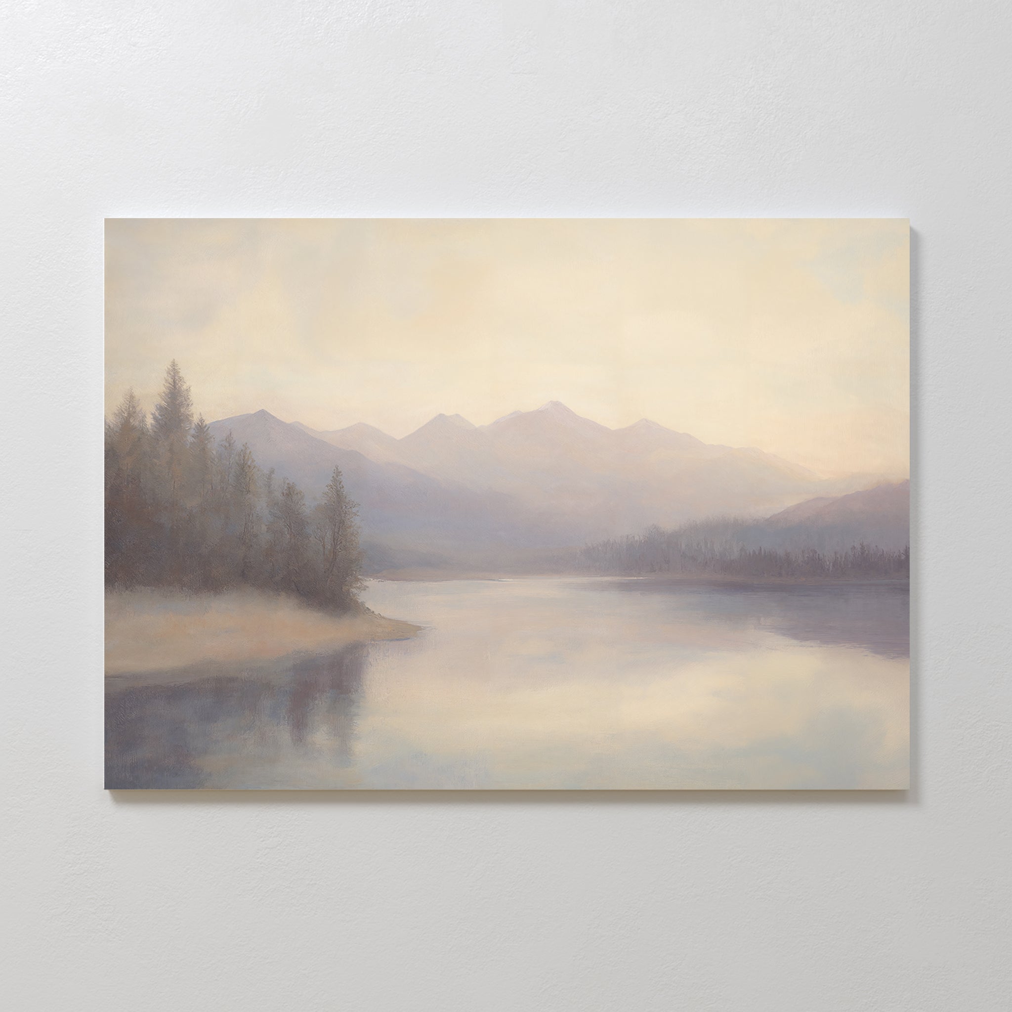Whispers in the Mist – beige and white vintage canvas wall art print by Aspire Prints