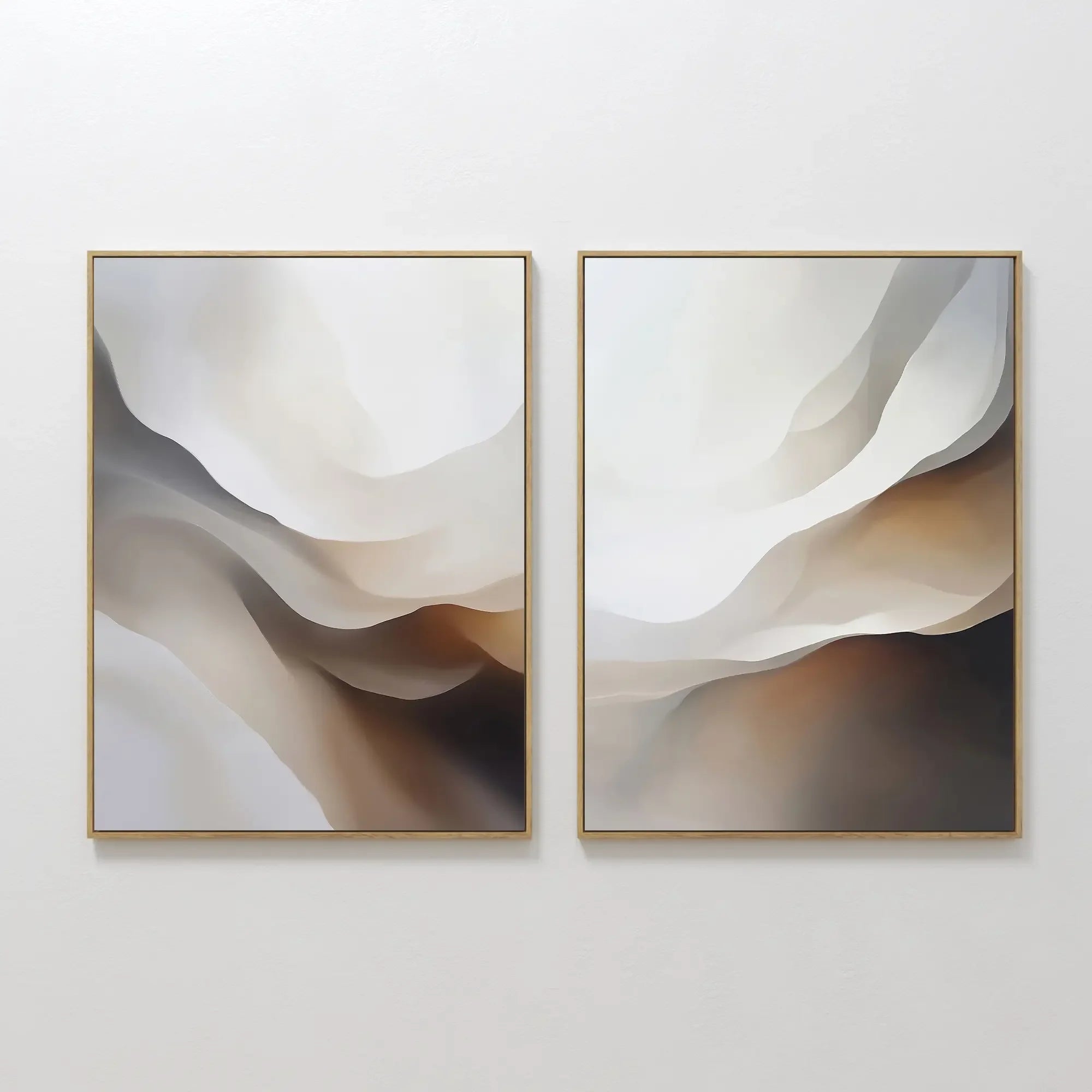 Whispers in Motion – Set of 2 Canvas Prints set of 2 – earthy brown abstract canvas wall art by Aspire Prints
