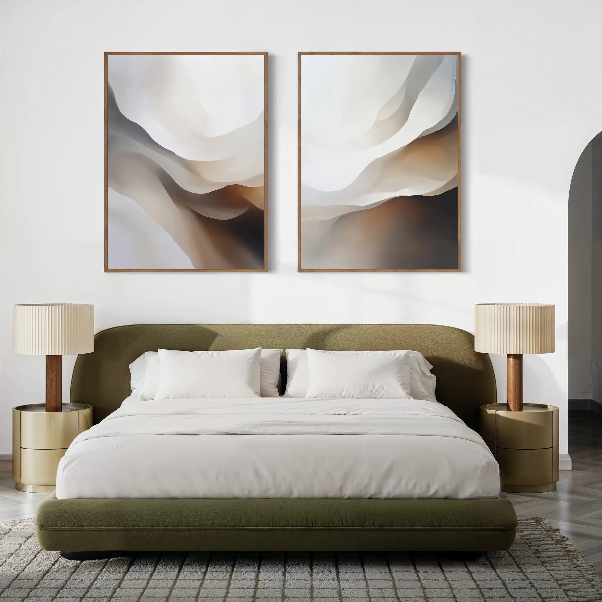 Whispers in Motion – Set of 2 Canvas Prints set of 2 – earthy brown abstract canvas wall art by Aspire Prints