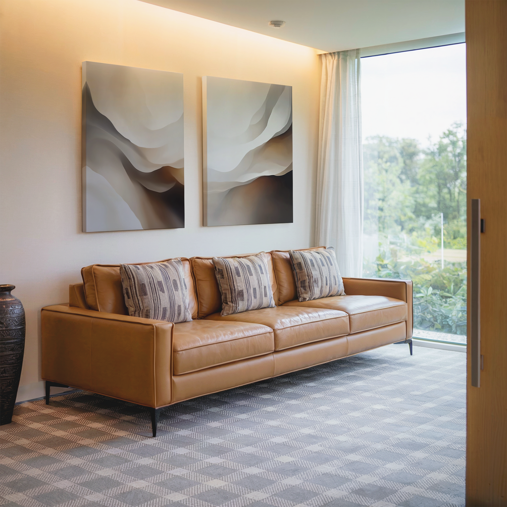 Whispers in Motion – Set of 2 Canvas Prints set of 2 – earthy brown abstract canvas wall art by Aspire Prints