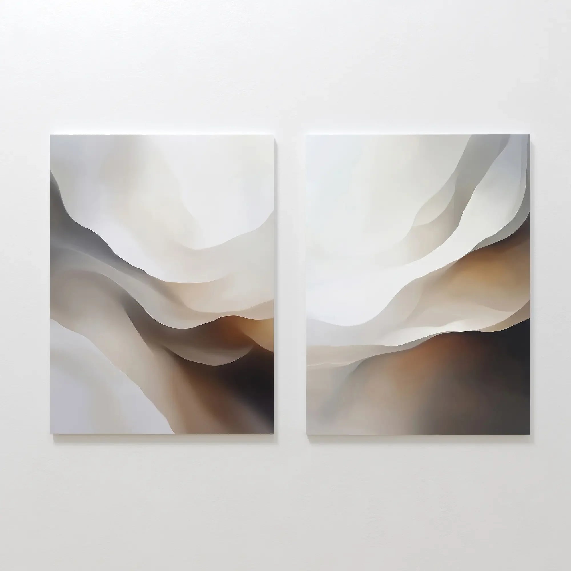 Whispers in Motion – Set of 2 Canvas Prints set of 2 – earthy brown abstract canvas wall art by Aspire Prints
