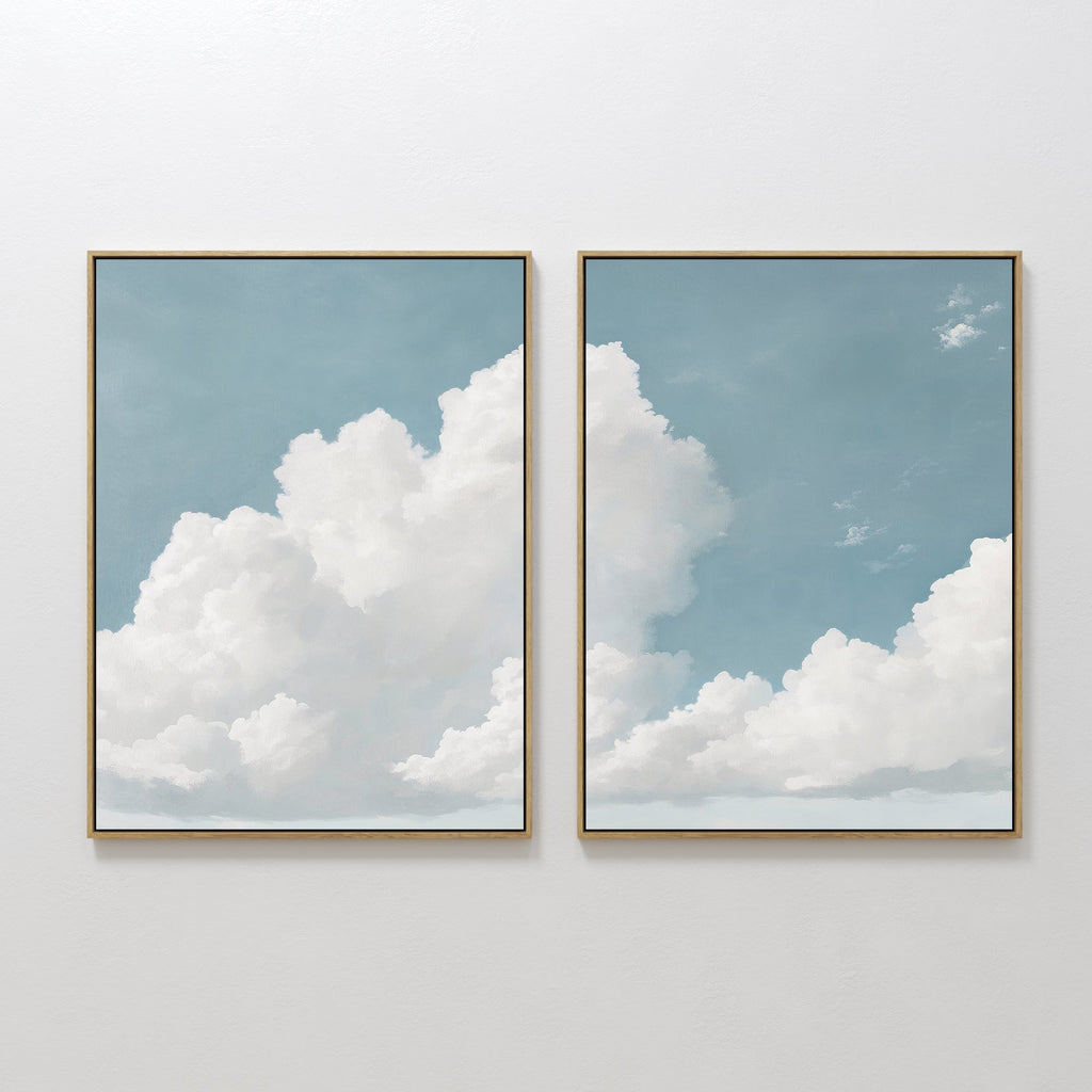 Where the Clouds Wander – Set of 2 Canvas Prints set of 2 – neutral-toned cloud canvas wall art by Aspire Prints