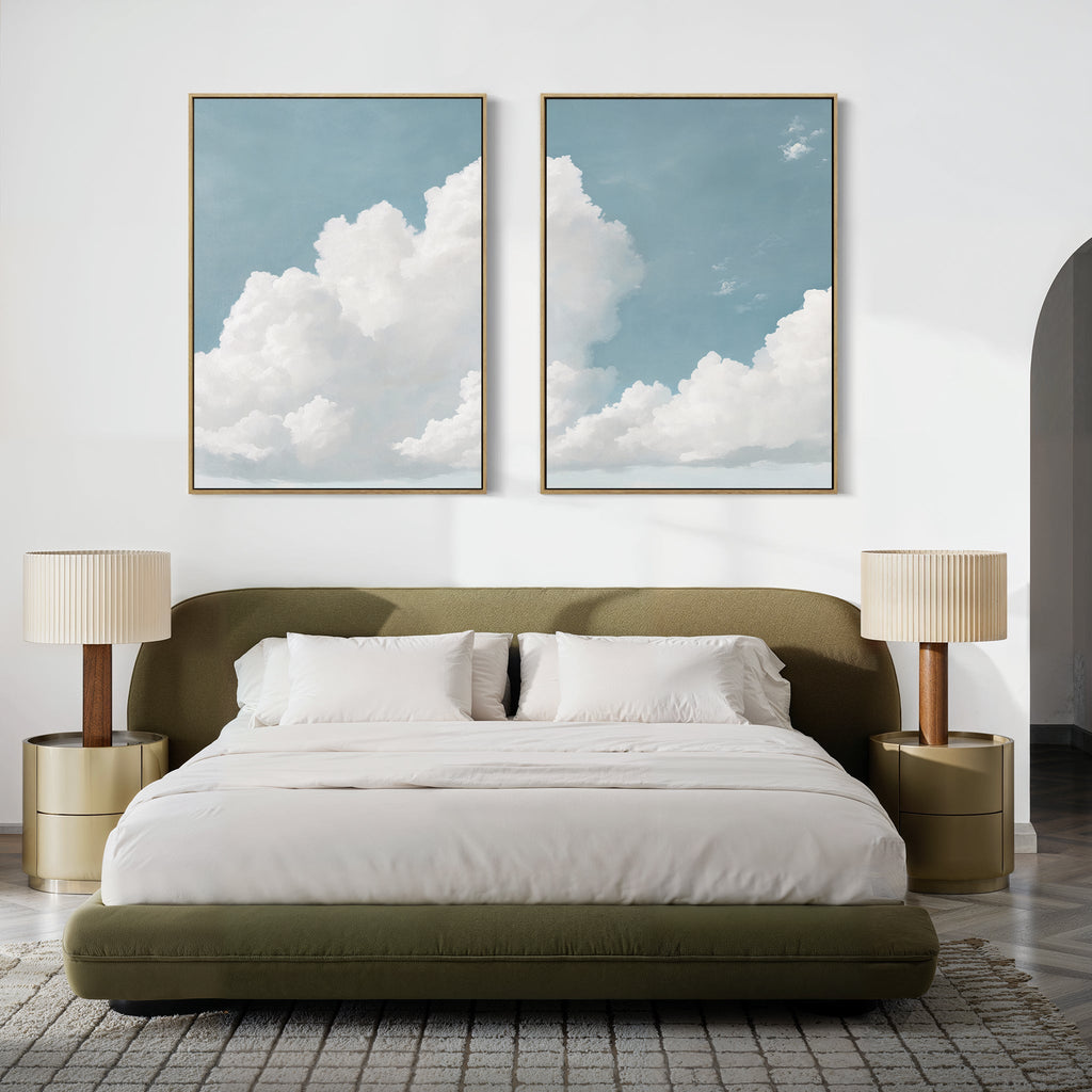 Where the Clouds Wander – Set of 2 Canvas Prints set of 2 – neutral-toned cloud canvas wall art by Aspire Prints