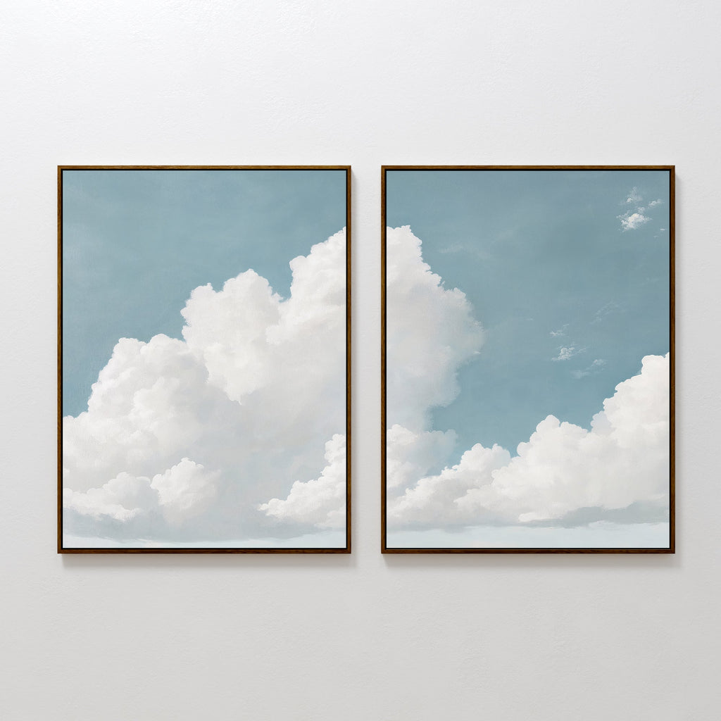 Where the Clouds Wander – Set of 2 Canvas Prints set of 2 – neutral-toned cloud canvas wall art by Aspire Prints
