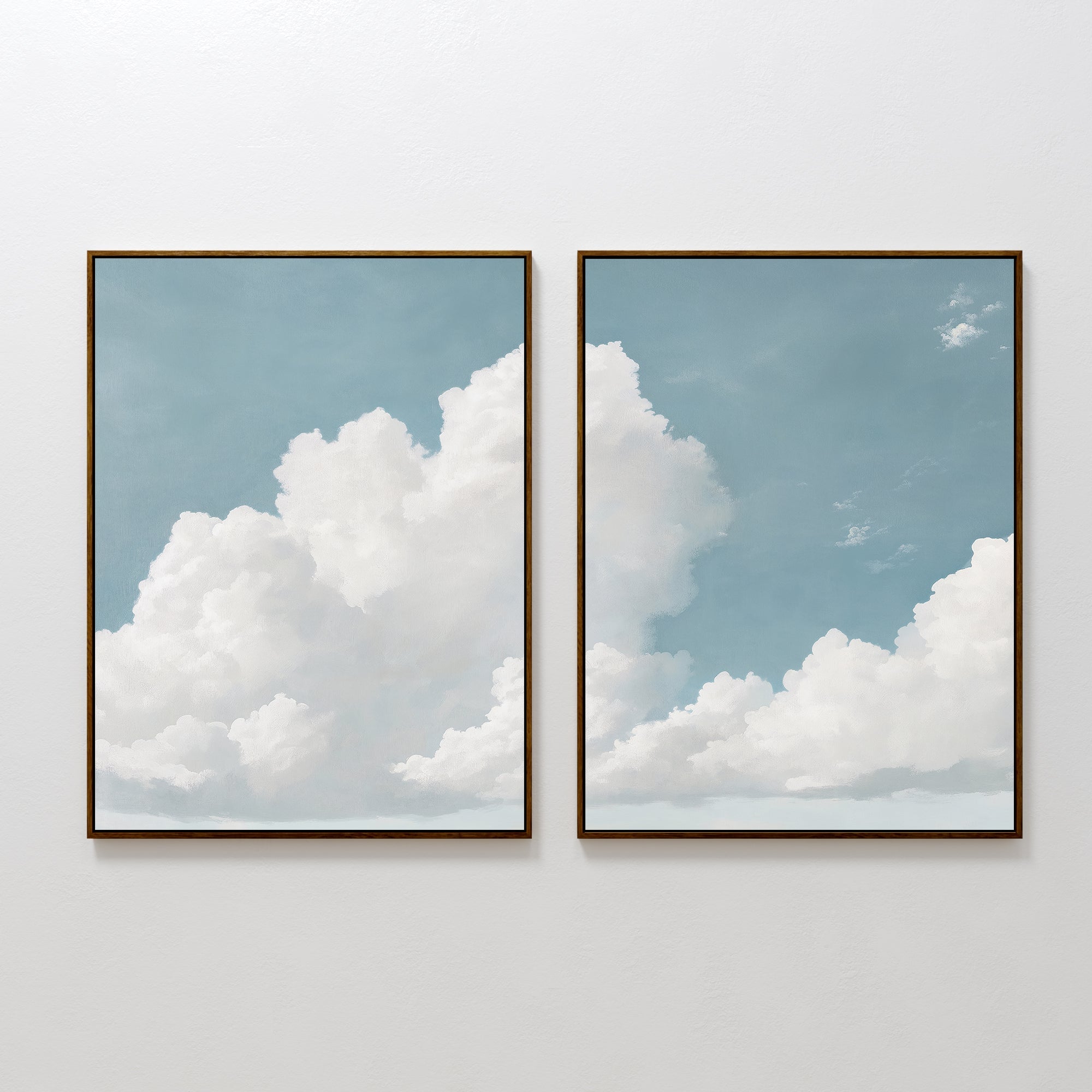 Where the Clouds Wander – Set of 2 Canvas Prints set of 2 – neutral-toned cloud canvas wall art by Aspire Prints