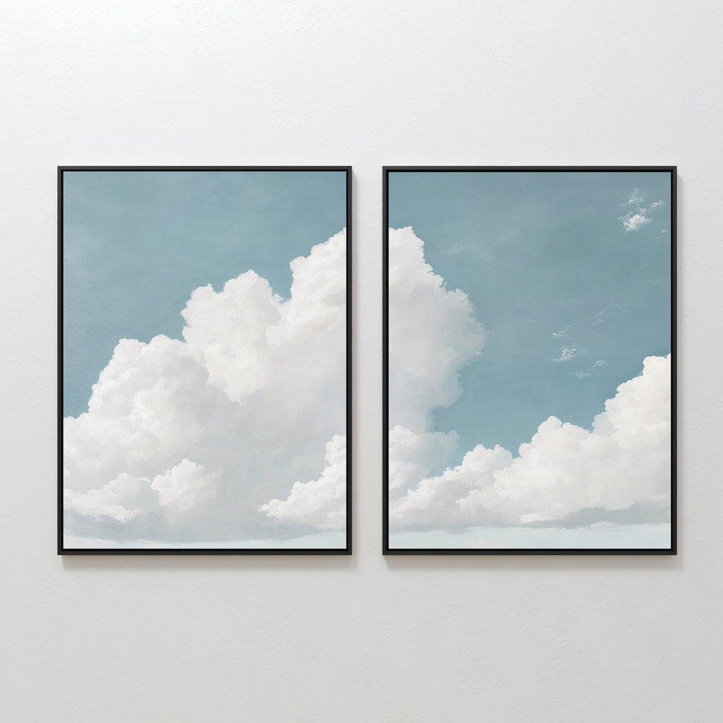 Where the Clouds Wander – Set of 2 Canvas Prints set of 2 – neutral-toned cloud canvas wall art by Aspire Prints