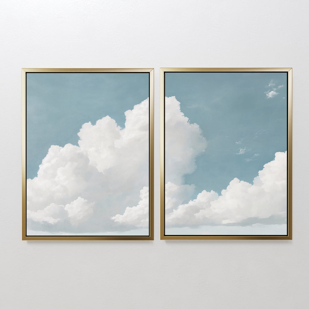 Where the Clouds Wander – Set of 2 Canvas Prints set of 2 – neutral-toned cloud canvas wall art by Aspire Prints