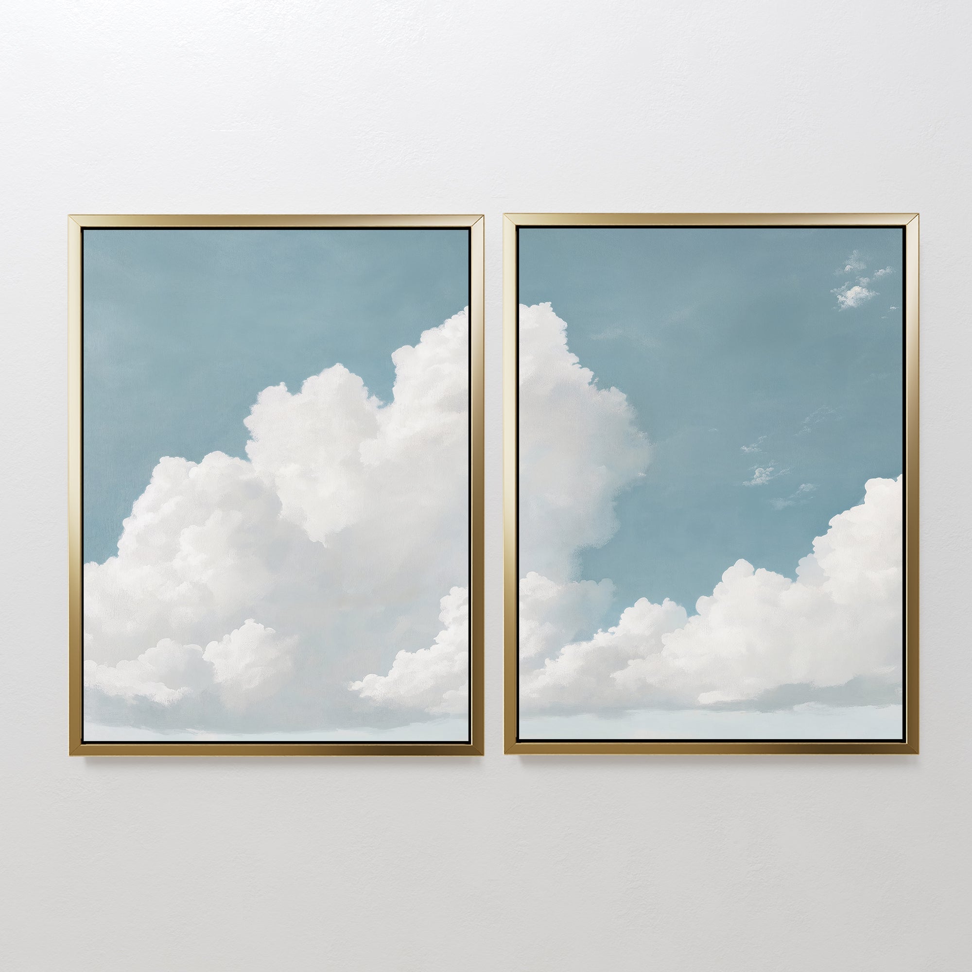 Where the Clouds Wander – Set of 2 Canvas Prints set of 2 – neutral-toned cloud canvas wall art by Aspire Prints