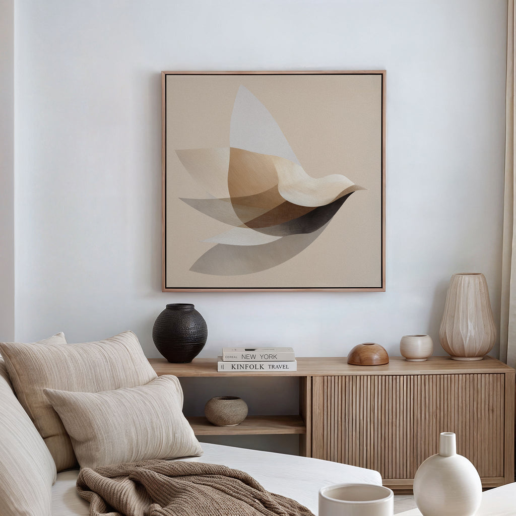 Whispers in Flight – neutral-toned vintage canvas wall art print by Aspire Prints