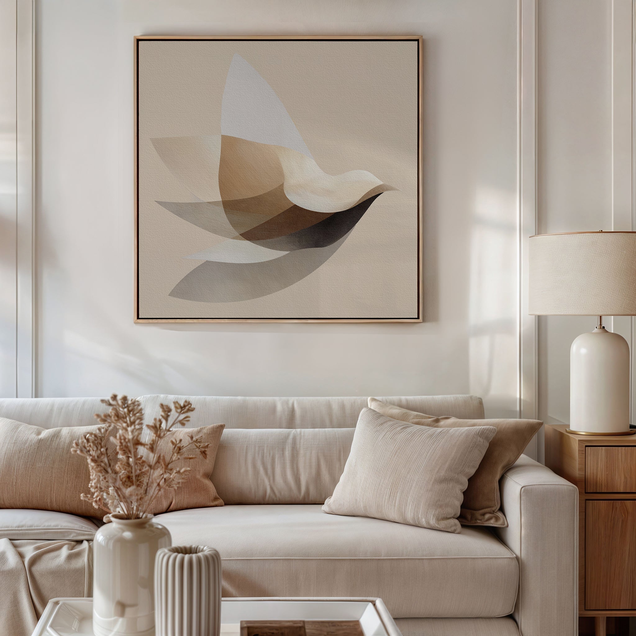 Whispers in Flight – neutral-toned vintage canvas wall art print by Aspire Prints