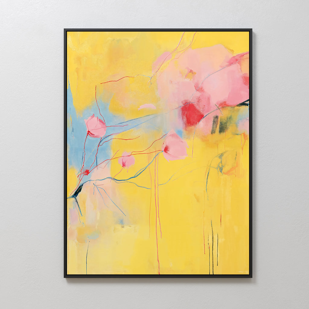 Petals in Daydream – golden yellow botanical canvas wall art print by Aspire Prints