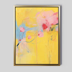 Petals in Daydream – golden yellow botanical canvas wall art print by Aspire Prints