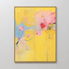 Petals in Daydream – golden yellow botanical canvas wall art print by Aspire Prints