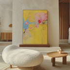 Petals in Daydream – golden yellow botanical canvas wall art print by Aspire Prints