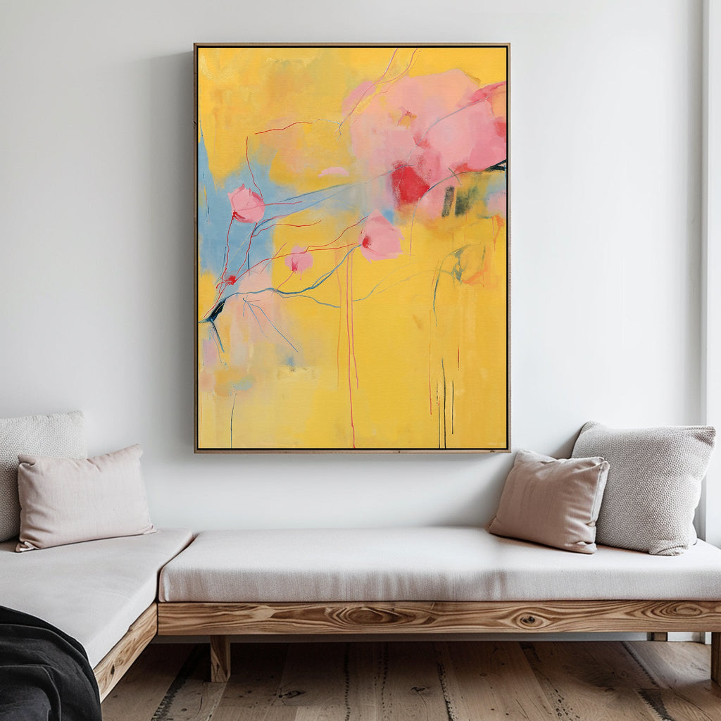 Petals in Daydream – golden yellow botanical canvas wall art print by Aspire Prints
