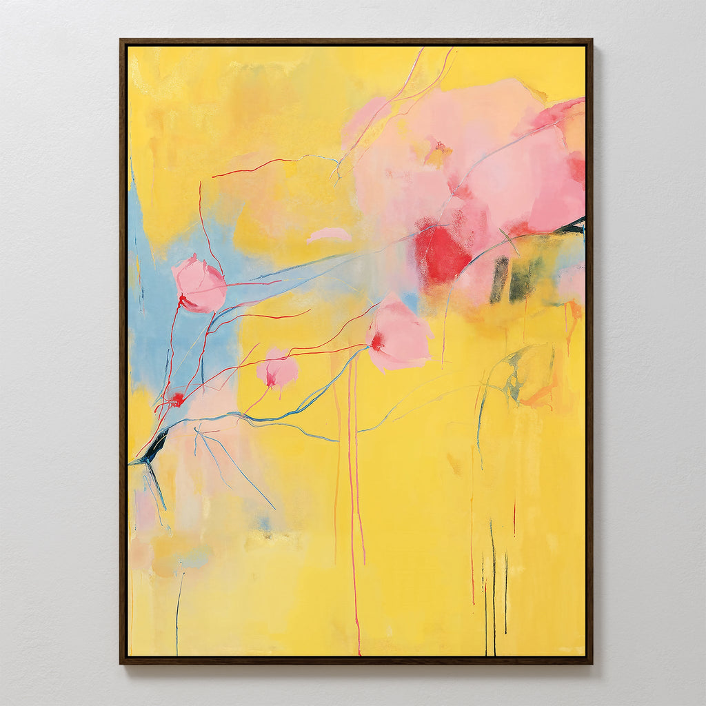 Petals in Daydream – golden yellow botanical canvas wall art print by Aspire Prints