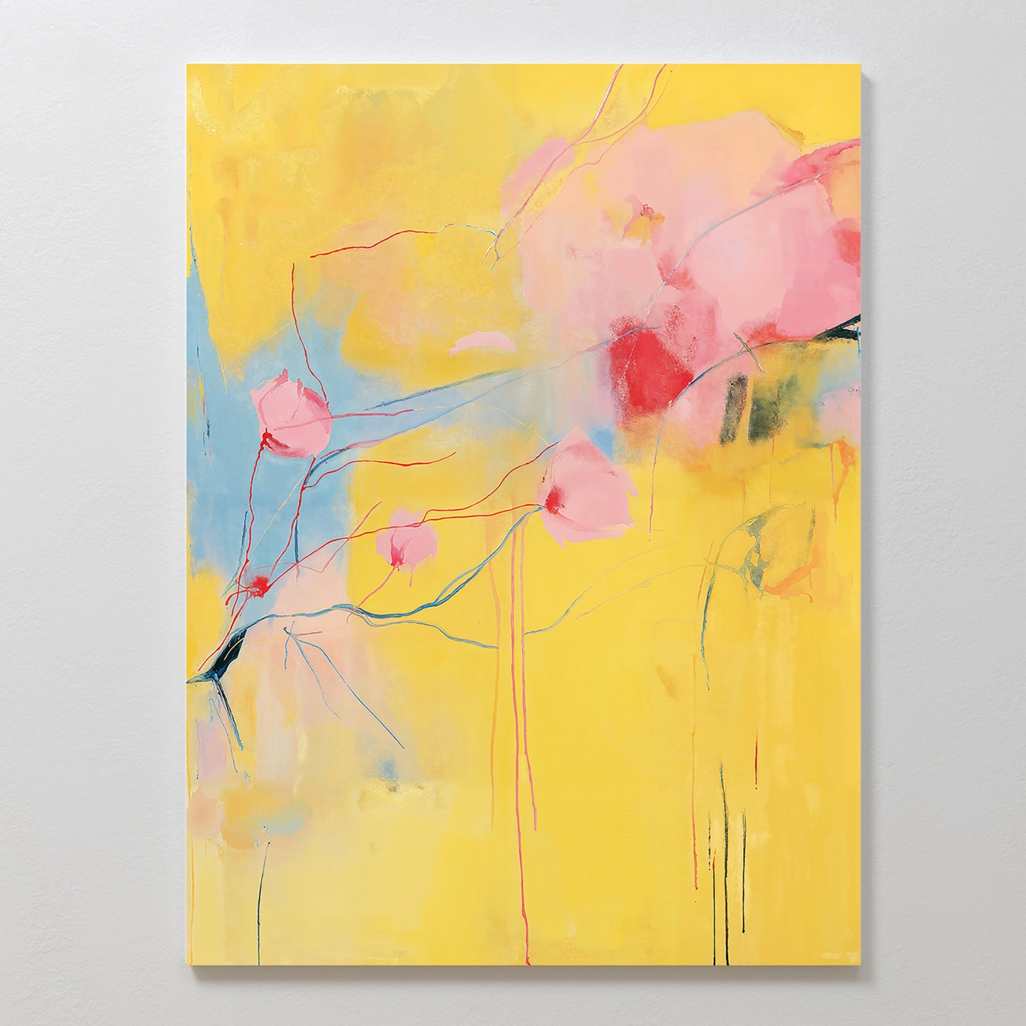 Petals in Daydream – golden yellow botanical canvas wall art print by Aspire Prints
