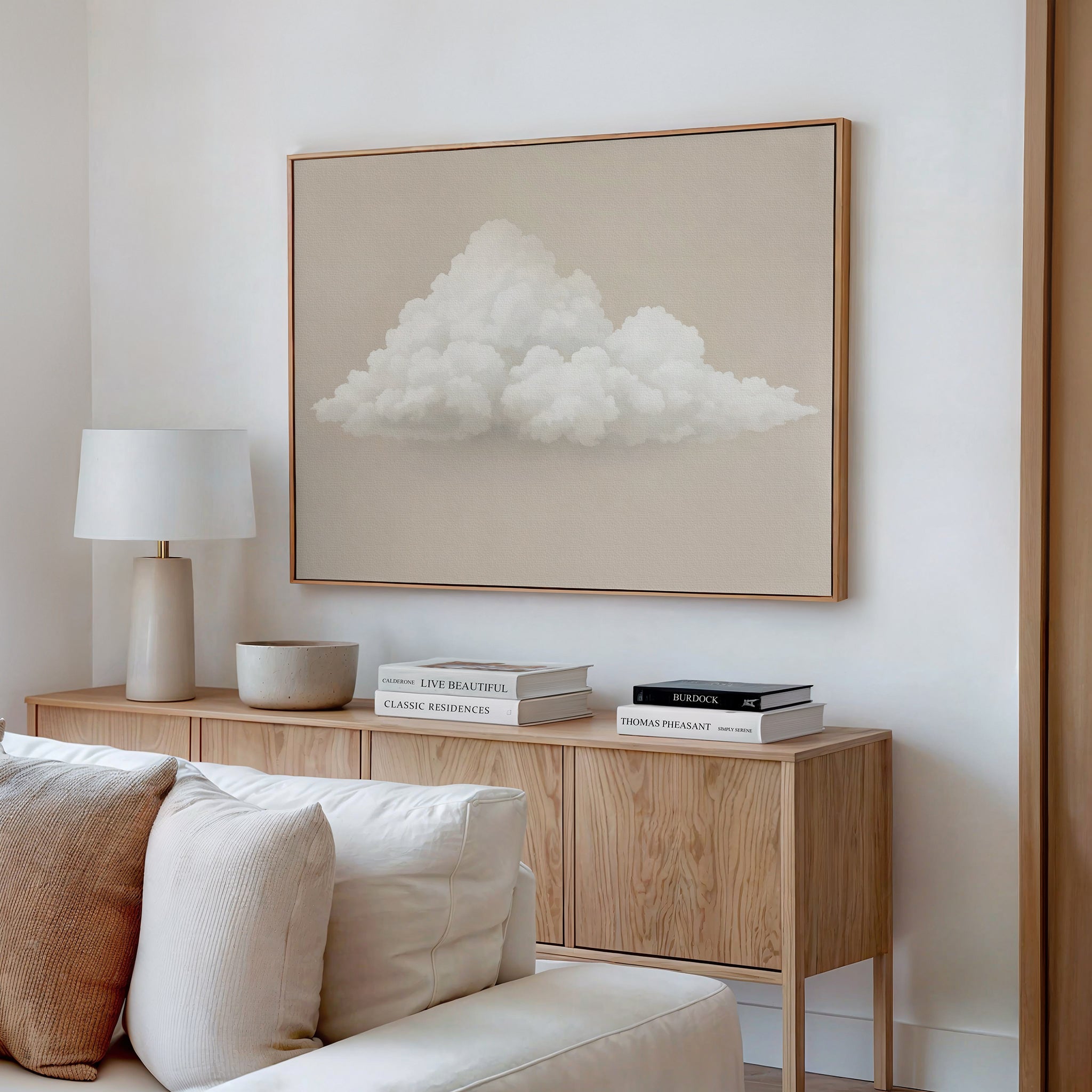 Whisper of the Wandering Cloud Canvas Print – neutral-toned cloud canvas wall art print by Aspire Prints