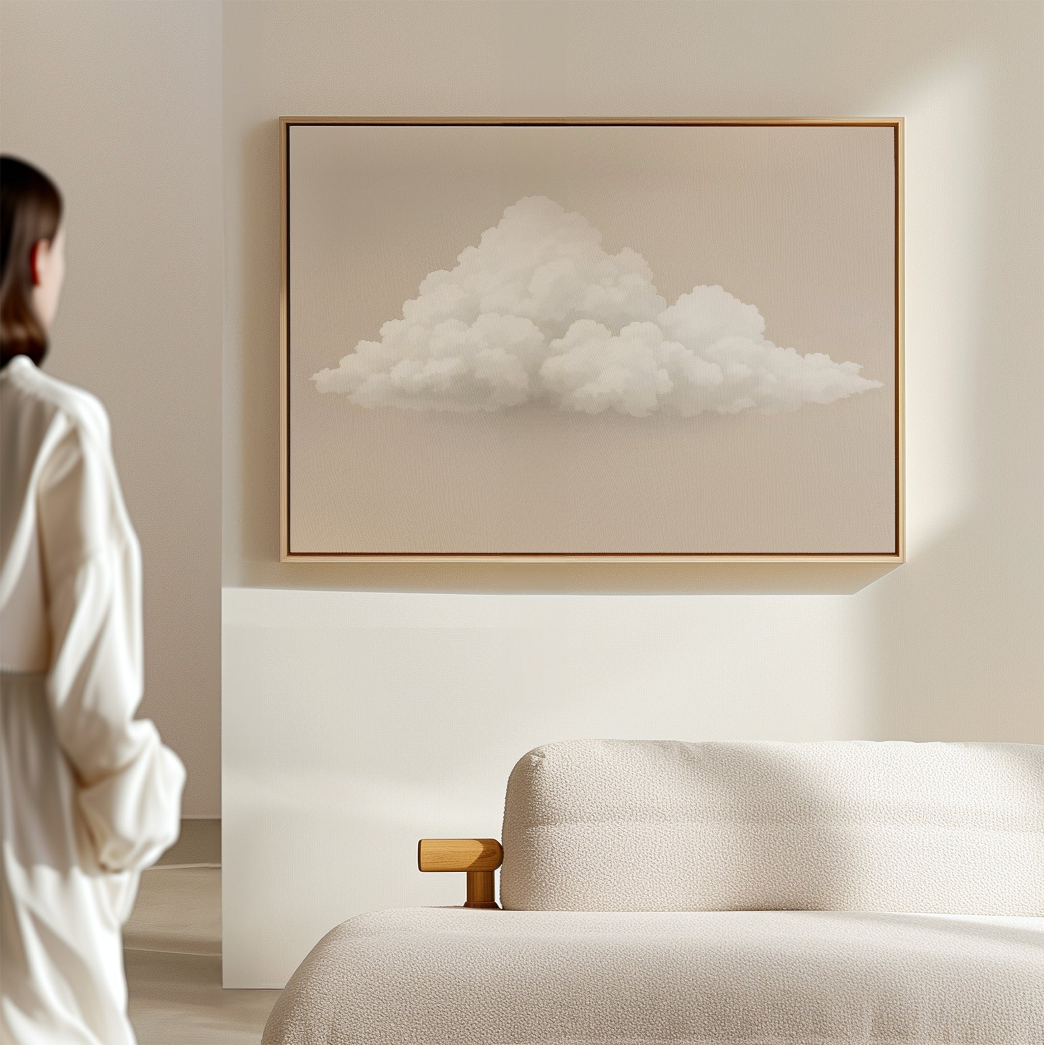 Whisper of the Wandering Cloud Canvas Print – neutral-toned cloud canvas wall art print by Aspire Prints