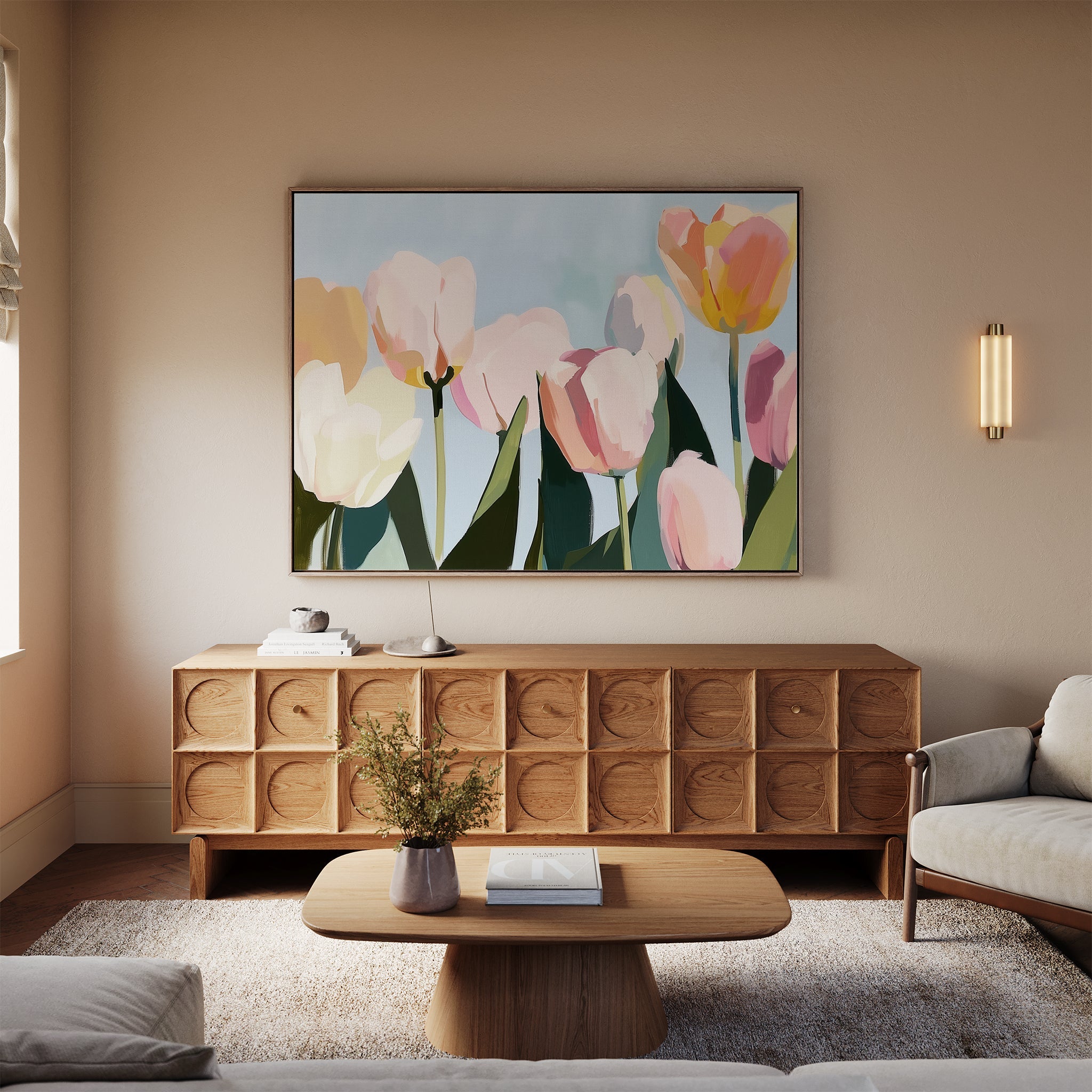 Whispers in the Meadow – neutral-toned botanical canvas wall art print by Aspire Prints