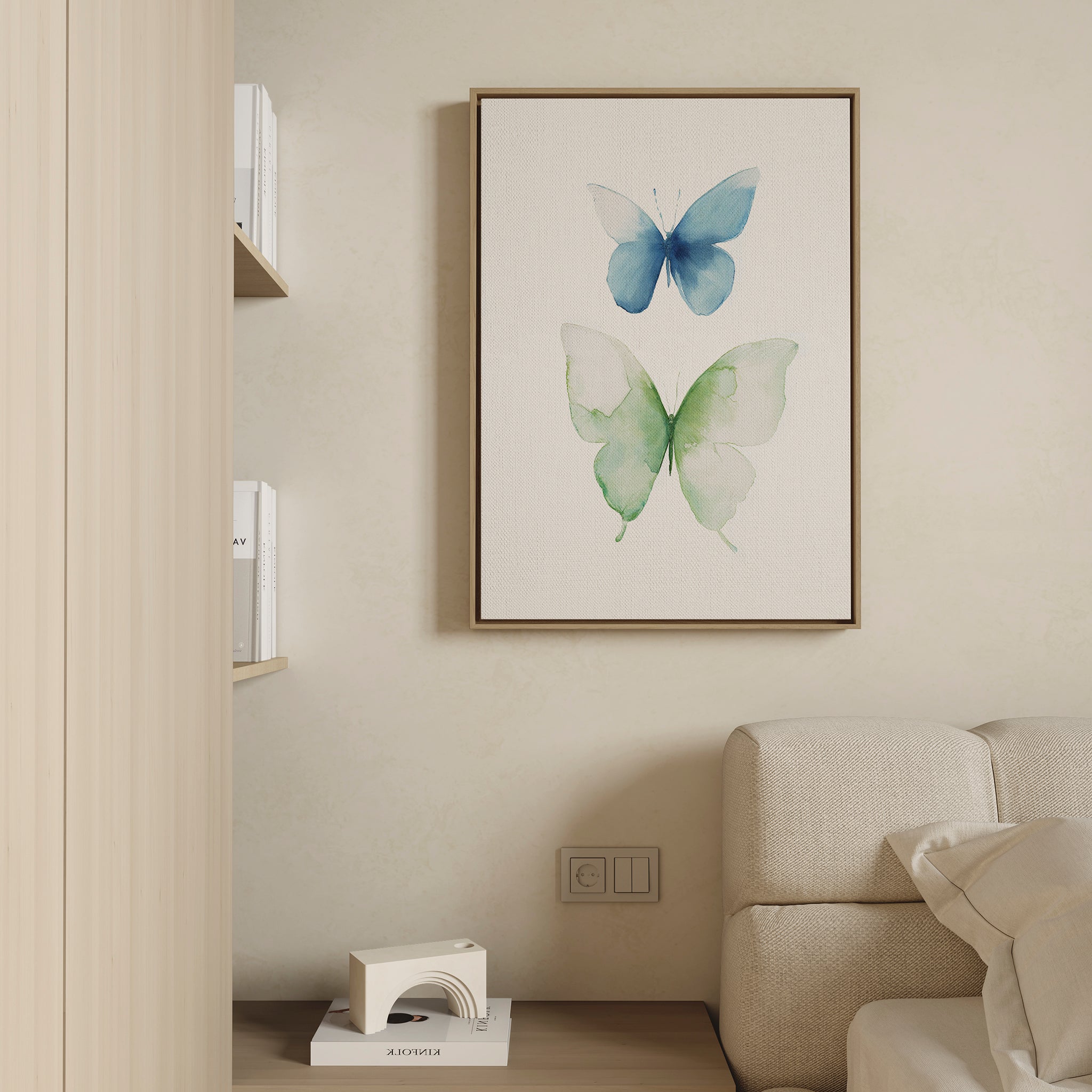 Whispered Wings Canvas Print – neutral-toned wildlife canvas wall art print by Aspire Prints