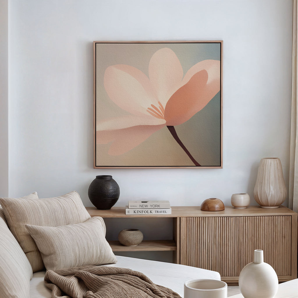 Whisper of Blush – blush pink botanical canvas wall art print by Aspire Prints