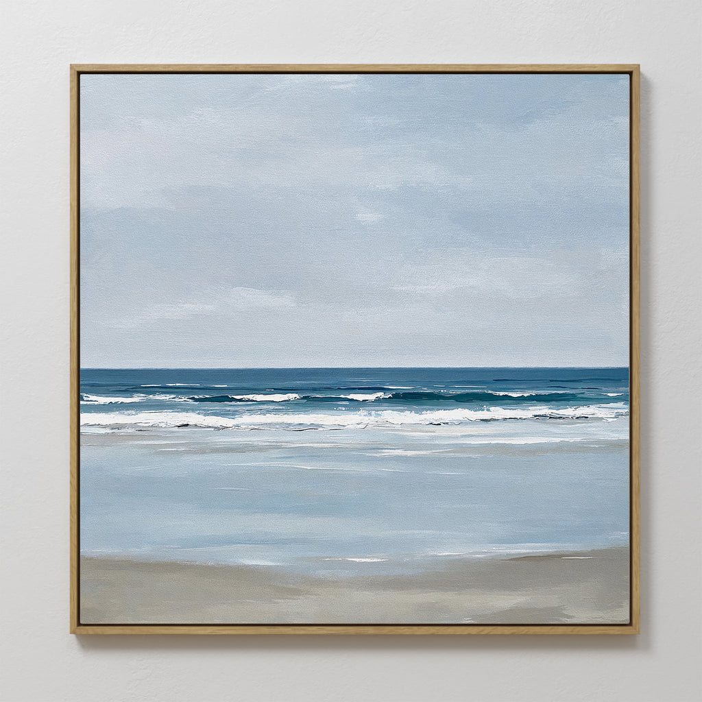 Whispering Shoreline Canvas Print – neutral-toned coastal canvas wall art print by Aspire Prints
