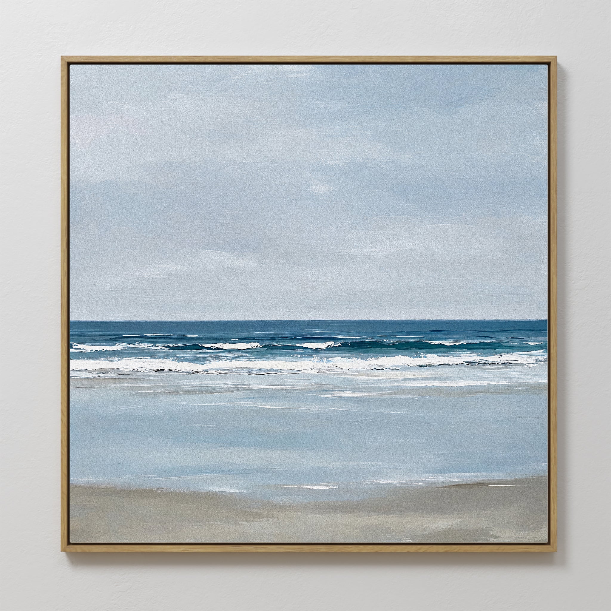 Whispering Shoreline Canvas Print – neutral-toned coastal canvas wall art print by Aspire Prints