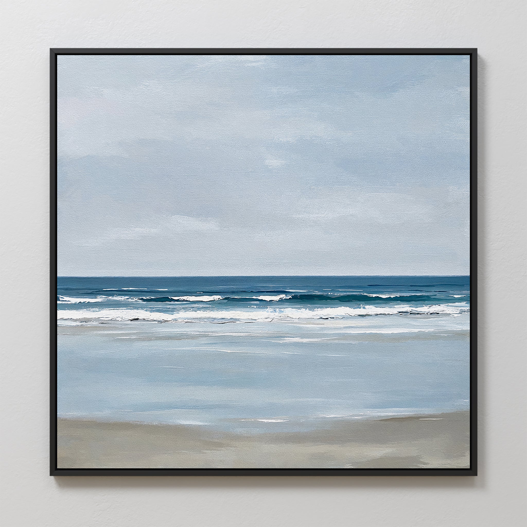 Whispering Shoreline Canvas Print – neutral-toned coastal canvas wall art print by Aspire Prints