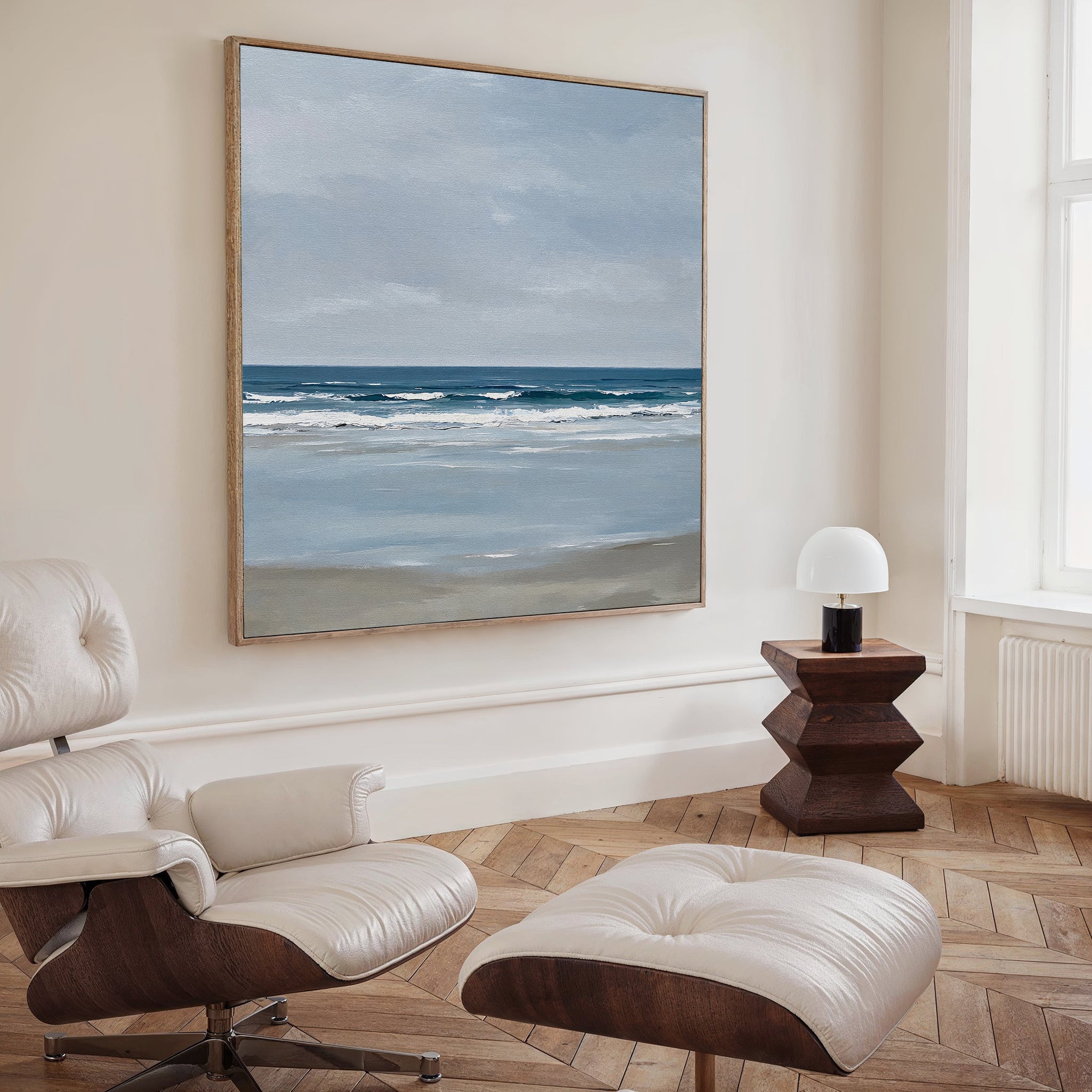 Whispering Shoreline Canvas Print – neutral-toned coastal canvas wall art print by Aspire Prints