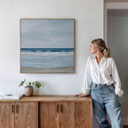 Whispering Shoreline Canvas Print – neutral-toned coastal canvas wall art print by Aspire Prints