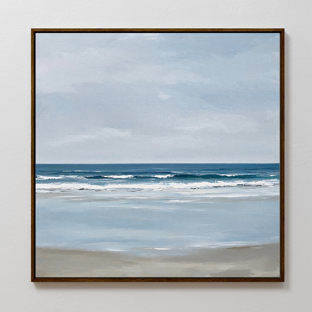 Whispering Shoreline Canvas Print – neutral-toned coastal canvas wall art print by Aspire Prints