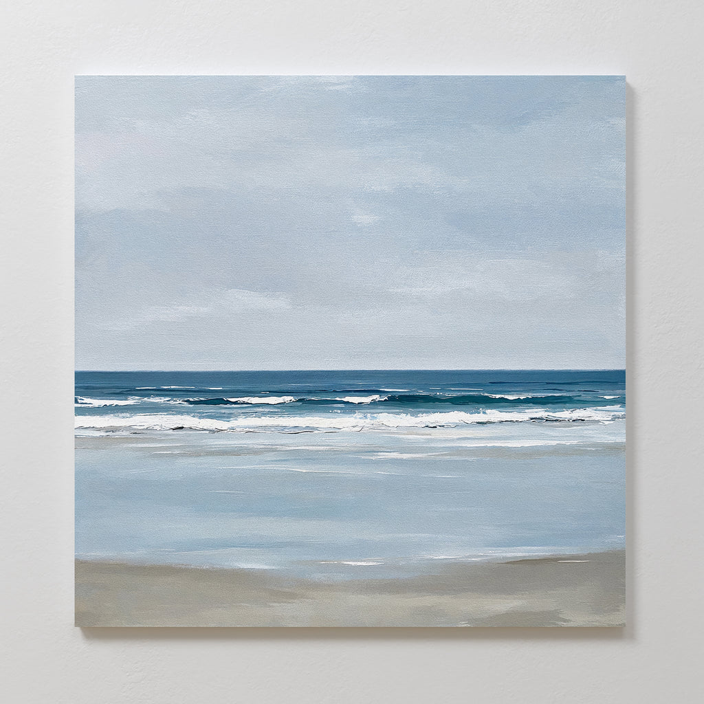 Whispering Shoreline Canvas Print – neutral-toned coastal canvas wall art print by Aspire Prints