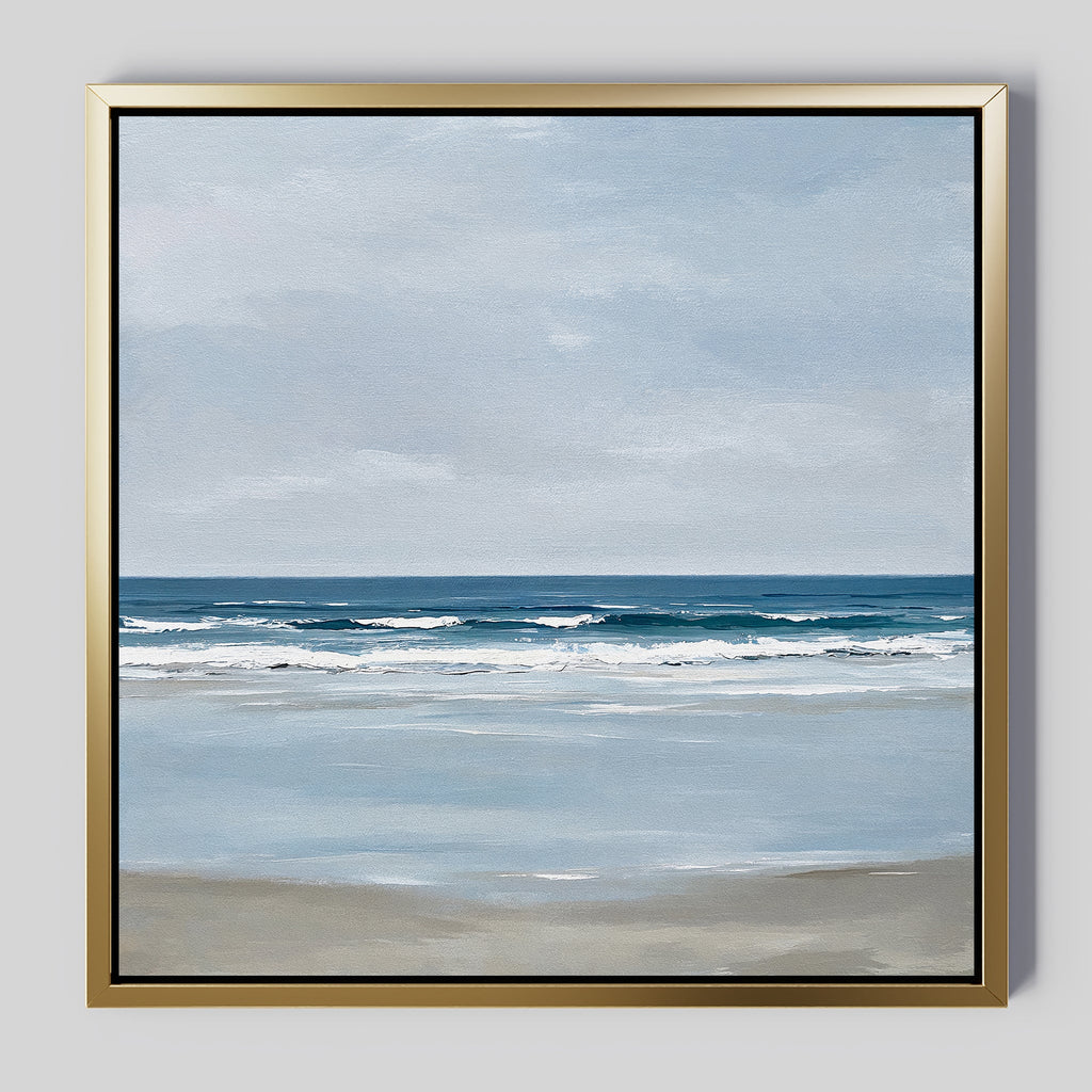 Whispering Shoreline Canvas Print – neutral-toned coastal canvas wall art print by Aspire Prints