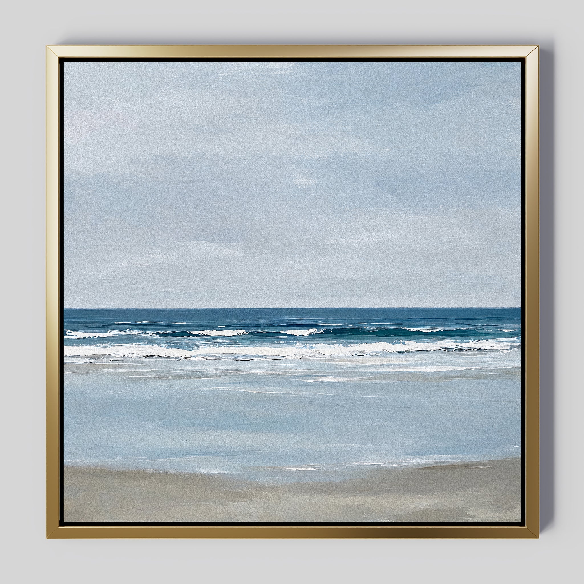 Whispering Shoreline Canvas Print – neutral-toned coastal canvas wall art print by Aspire Prints