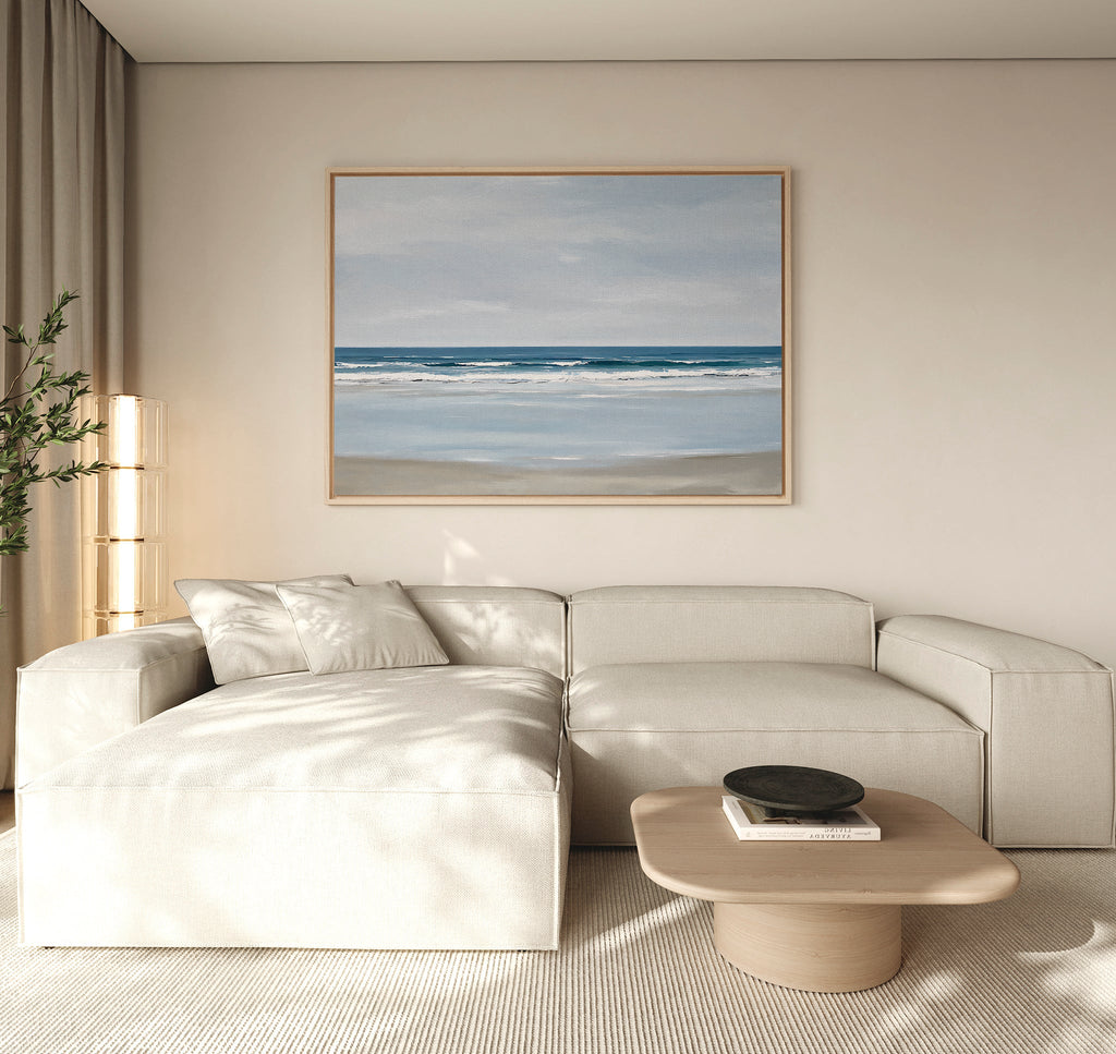 Whispers of the Shoreline – blue coastal canvas wall art print by Aspire Prints