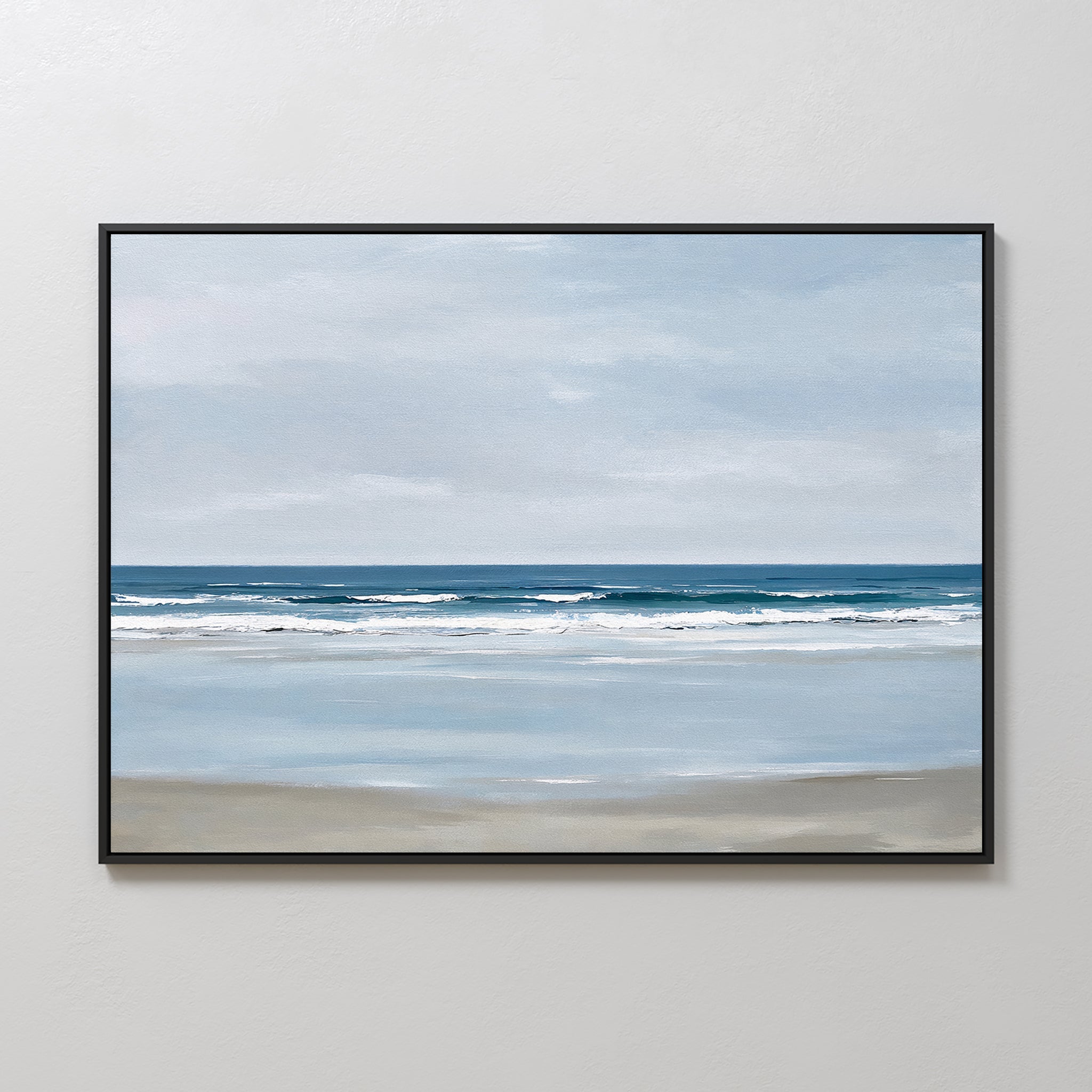 Whispers of the Shoreline – blue coastal canvas wall art print by Aspire Prints