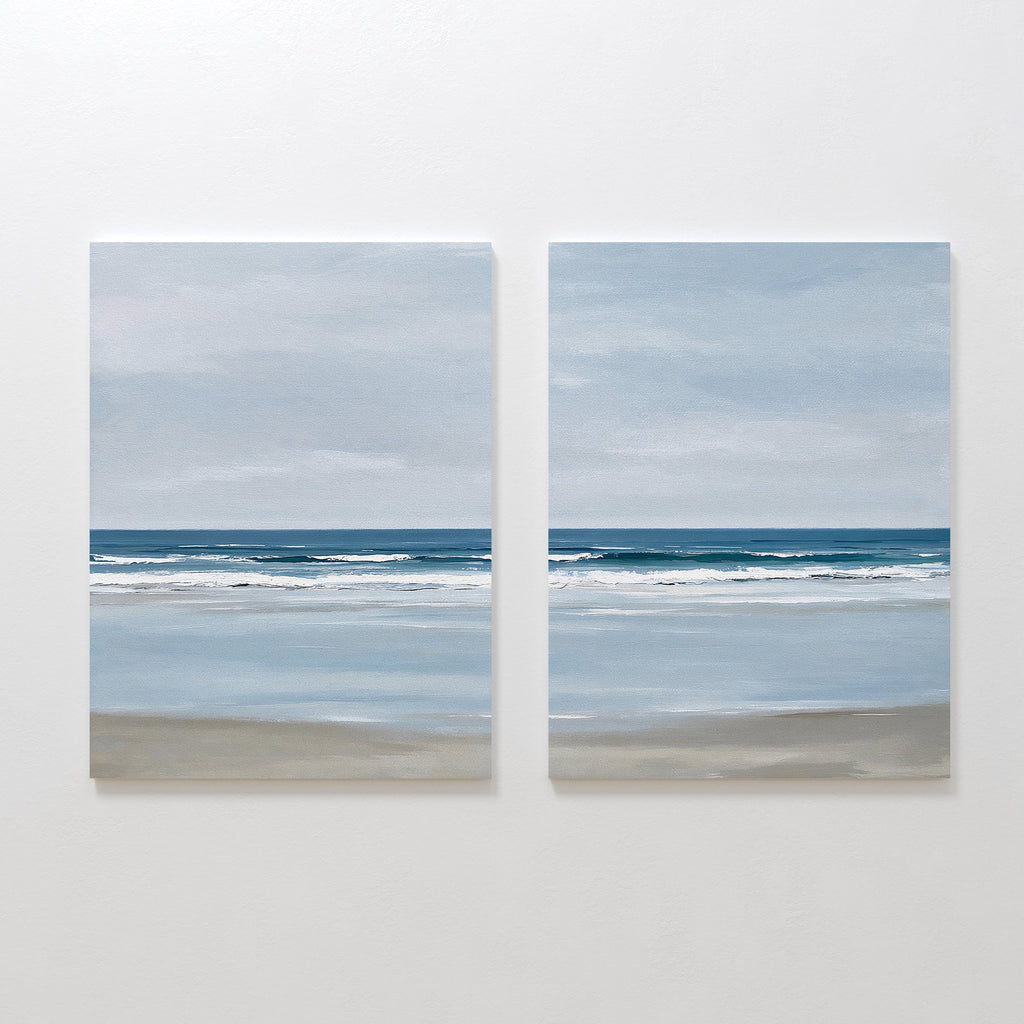 Whispering Shoreline Diptych – Set of 2 Canvas Prints set of 2 – neutral-toned coastal canvas wall art by Aspire Prints
