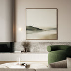 Whispering Hills at Daybreak – beige and white landscape canvas wall art print by Aspire Prints
