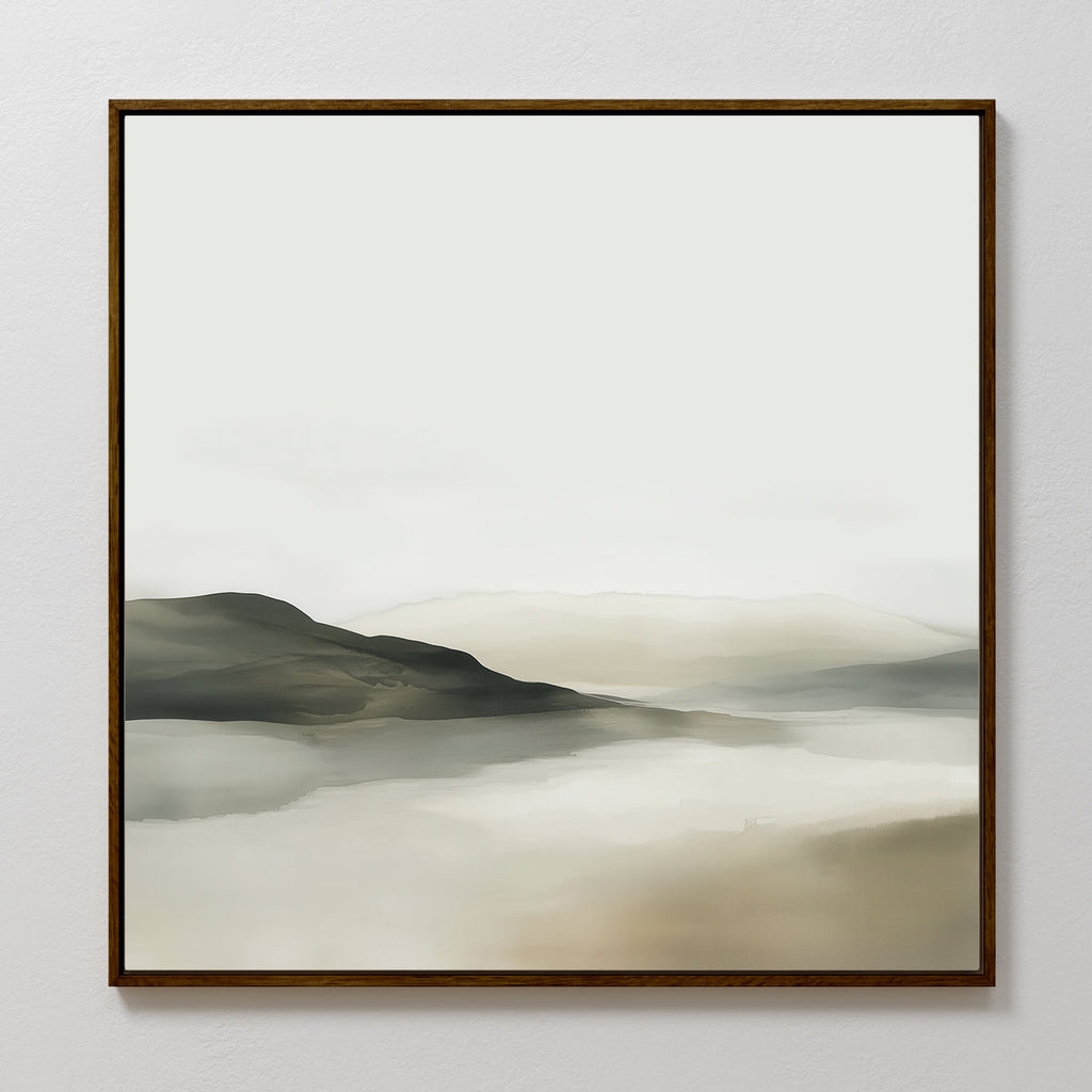 Whispering Hills at Daybreak – beige and white landscape canvas wall art print by Aspire Prints