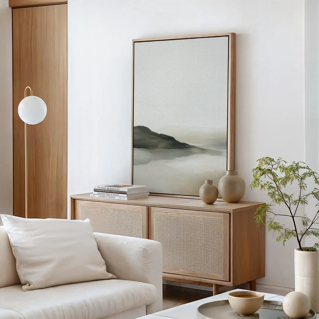 Whispering Hills at Dawn – green landscape canvas wall art print by Aspire Prints
