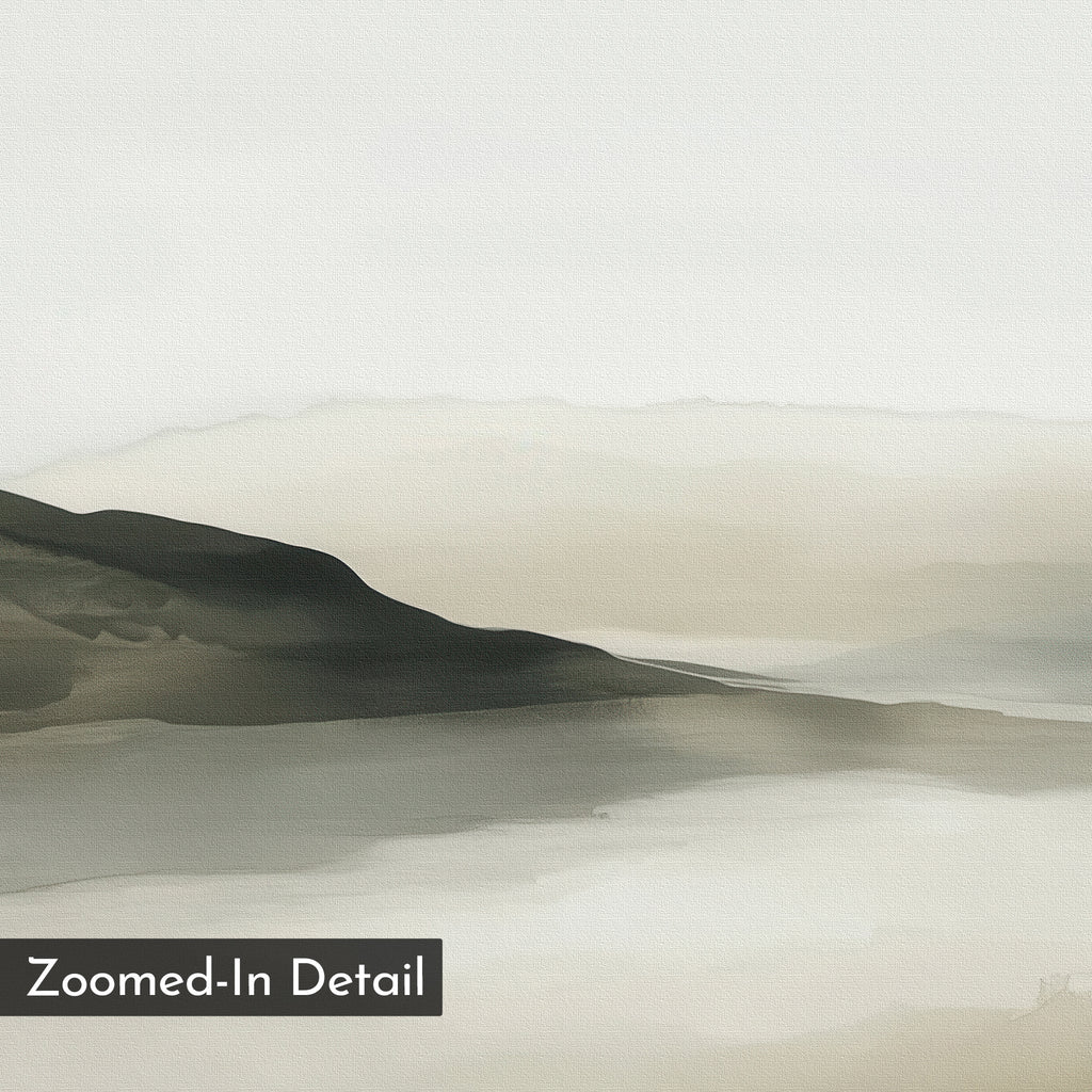 Whispering Hills at Daybreak – beige and white landscape canvas wall art print by Aspire Prints