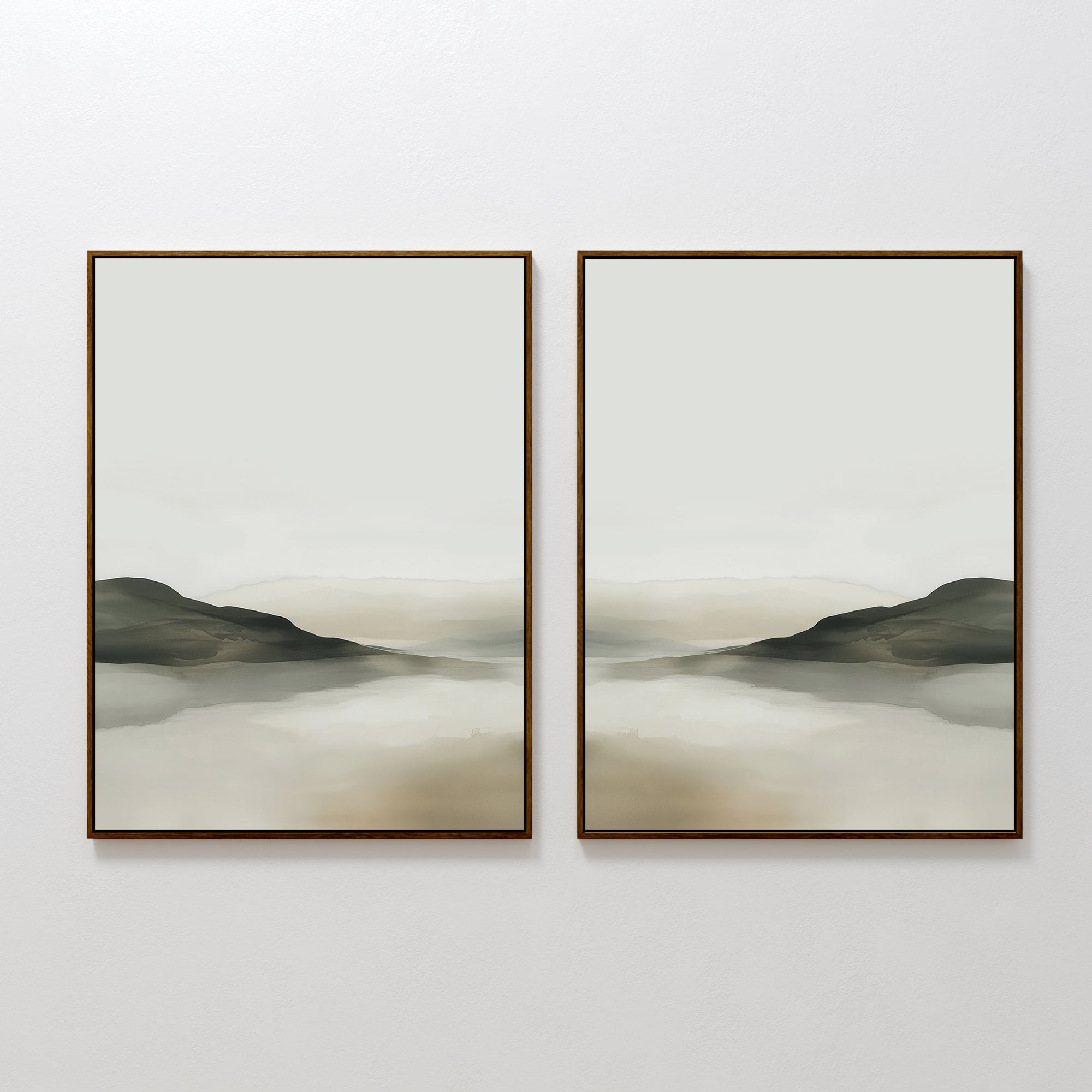 Whispering Hills Diptych – Set of 2 Canvas Prints set of 2 – neutral-toned landscape canvas wall art by Aspire Prints