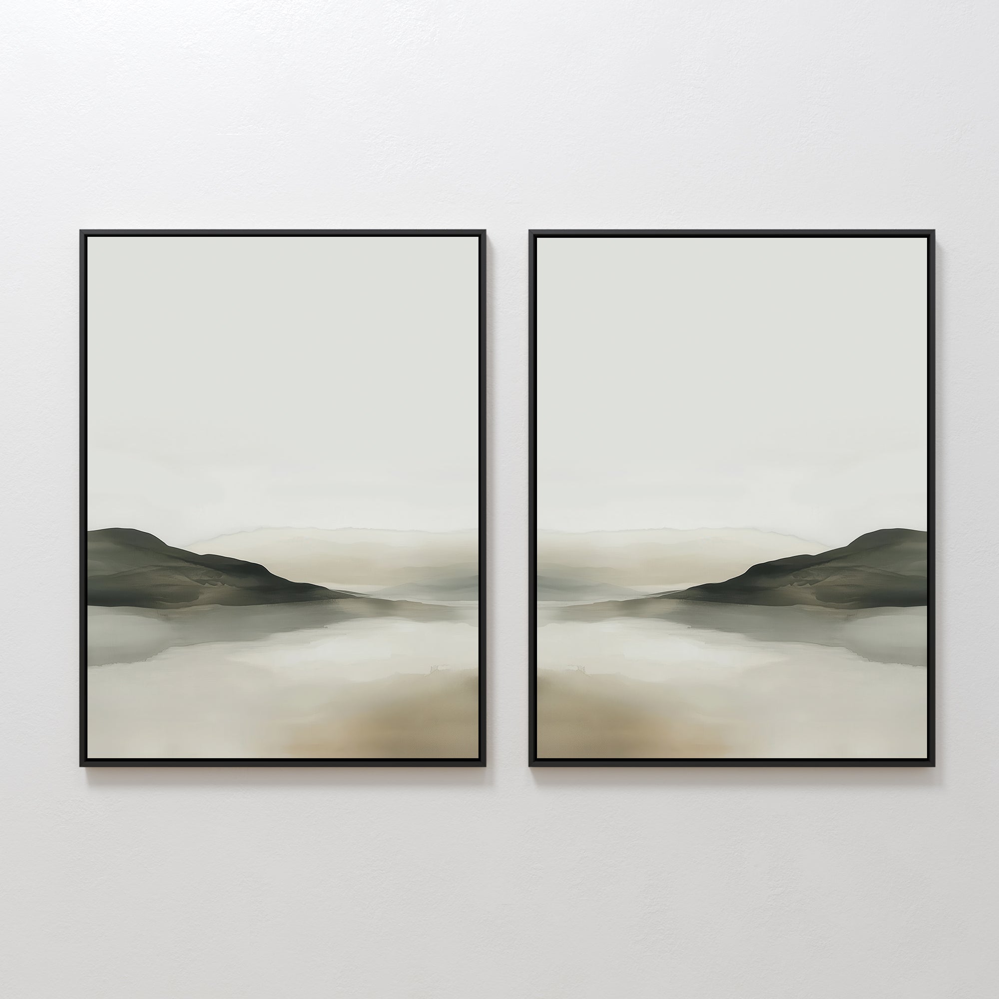 Whispering Hills Diptych – Set of 2 Canvas Prints set of 2 – neutral-toned landscape canvas wall art by Aspire Prints