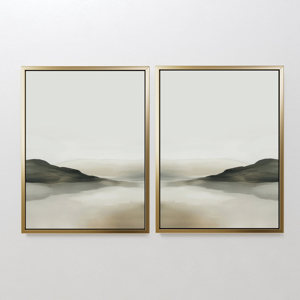 Whispering Hills Diptych – Set of 2 Canvas Prints set of 2 – neutral-toned landscape canvas wall art by Aspire Prints