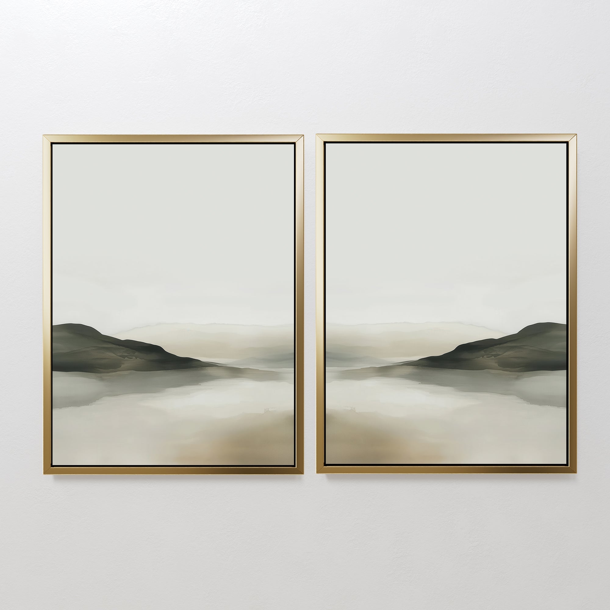 Whispering Hills Diptych – Set of 2 Canvas Prints set of 2 – neutral-toned landscape canvas wall art by Aspire Prints