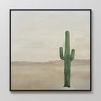 Saguaro & Silence – neutral-toned desert canvas wall art print by Aspire Prints