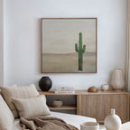 Saguaro & Silence – neutral-toned desert canvas wall art print by Aspire Prints
