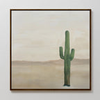 Saguaro & Silence – neutral-toned desert canvas wall art print by Aspire Prints